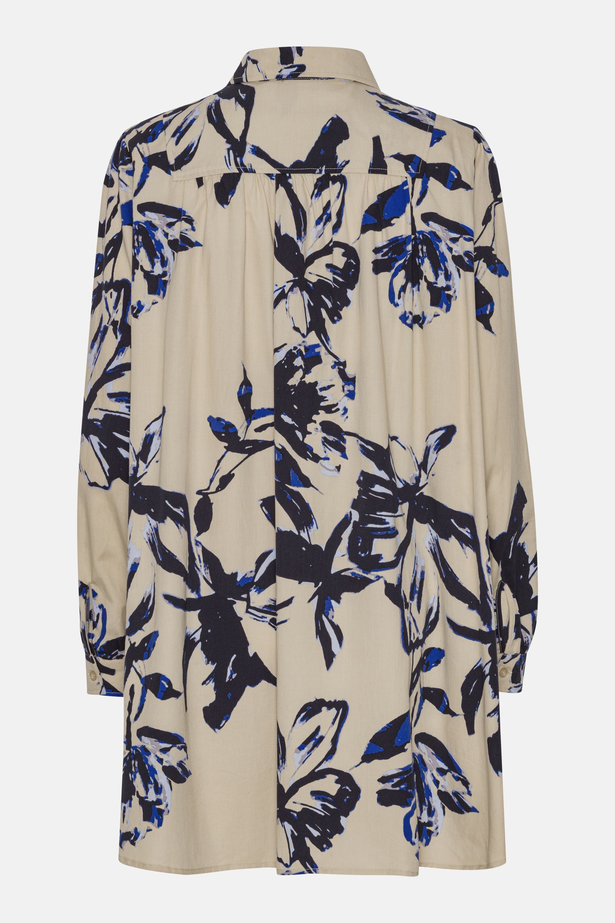 Lang Tunika Kjole - Sand Artsy Stroke Flower